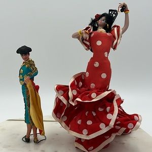 Vintage Spanish Bullfighter and Grain Flamenco Dancer Dolls